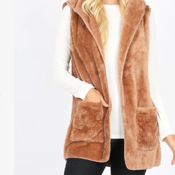 LAST 1️⃣Soft Cozy Warm Hood Pocket Faux Fur Vest - Picture 4 of 5